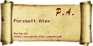 Porzsolt Alex névjegykártya